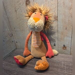 Sigikid Patchwork Lion Plush Beanie Sitting Stuffed animal 16” Corduroy Baby